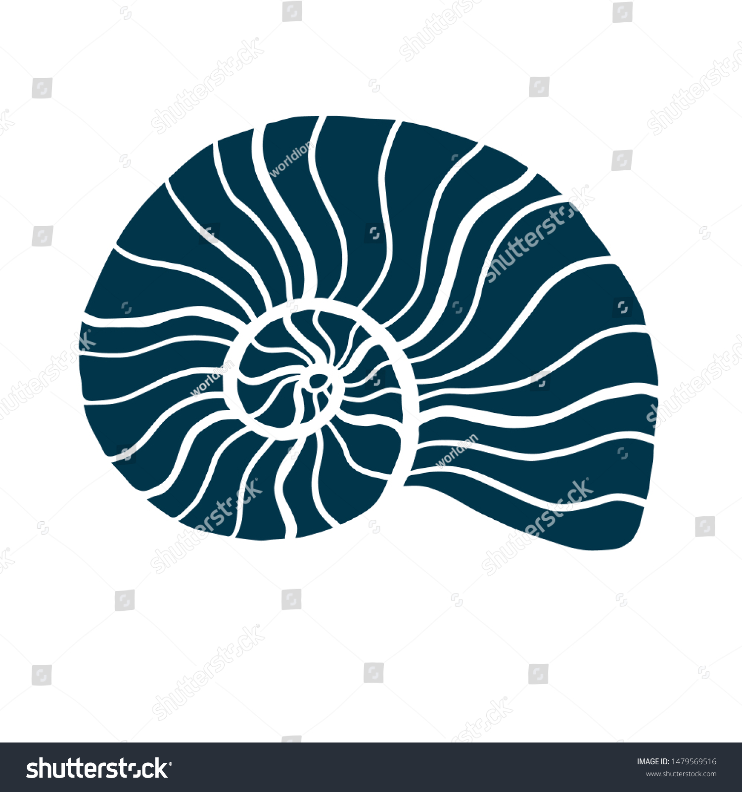 Seashell Silhouette Print Vector Illustration Sea Stock Vector (Royalty ...