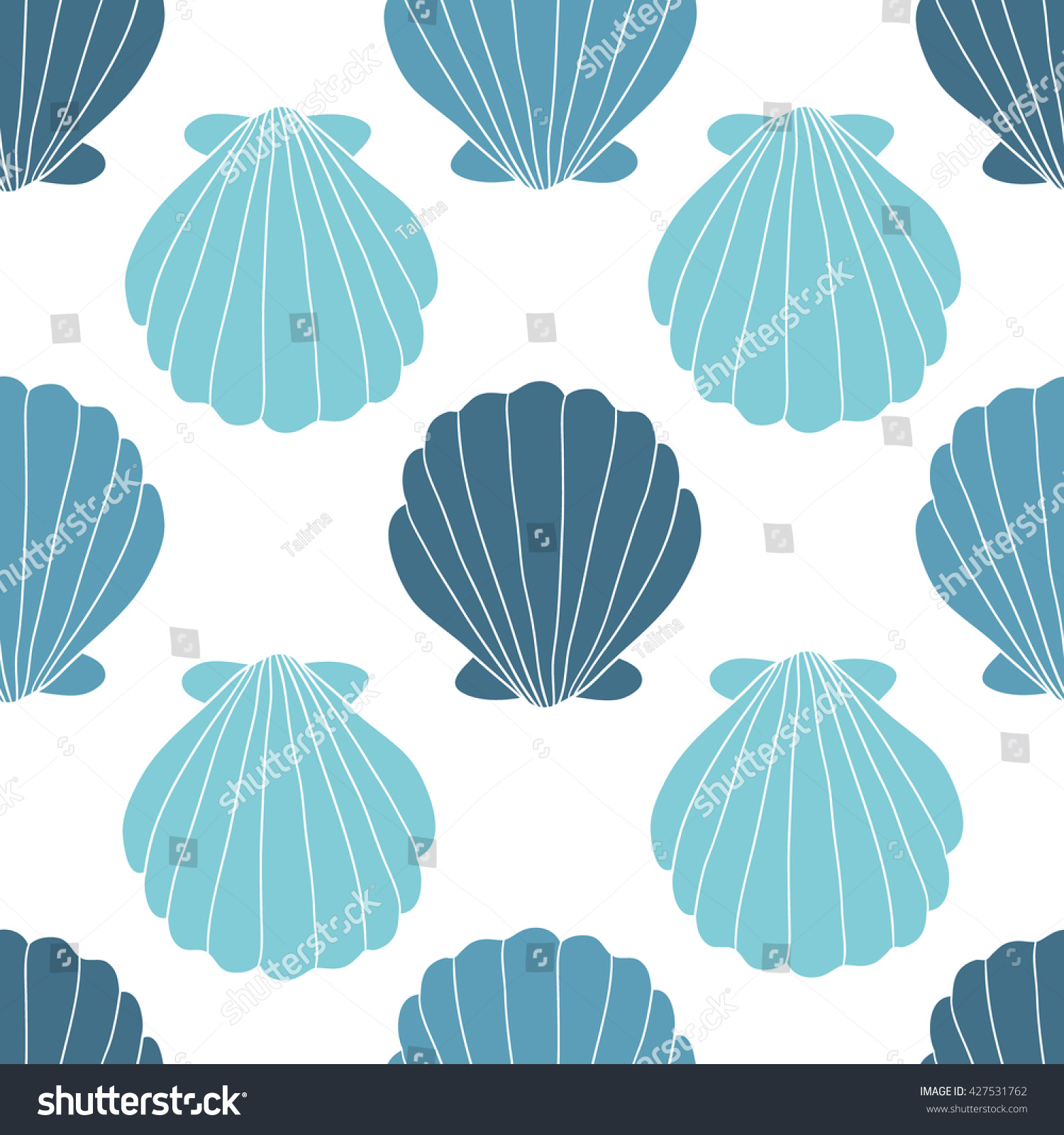 Seashells Seamless Pattern Vector. Doodle Colorful Background. Sketch ...