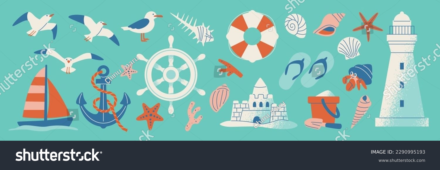 SVG of Seaside illustration set perfect for summer svg