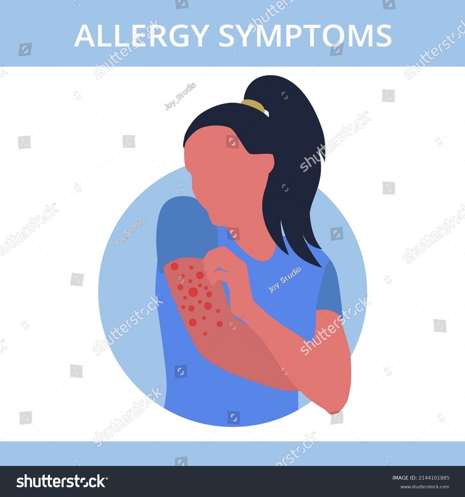 Seasonal Allergy Woman Red Skin Rash Stock Vector Royalty Free 2144101885 Shutterstock