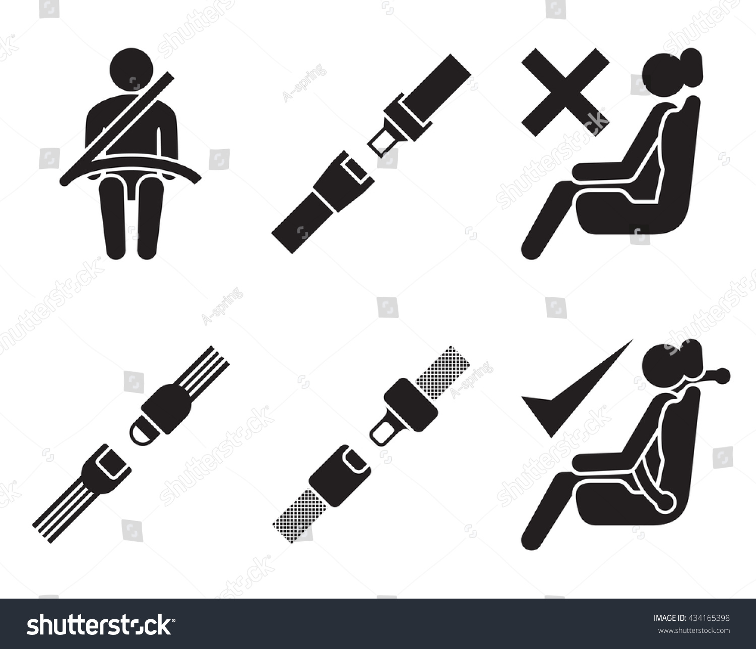 Seat Belt Icons Set Elements Design Stock Vector 434165398 - Shutterstock