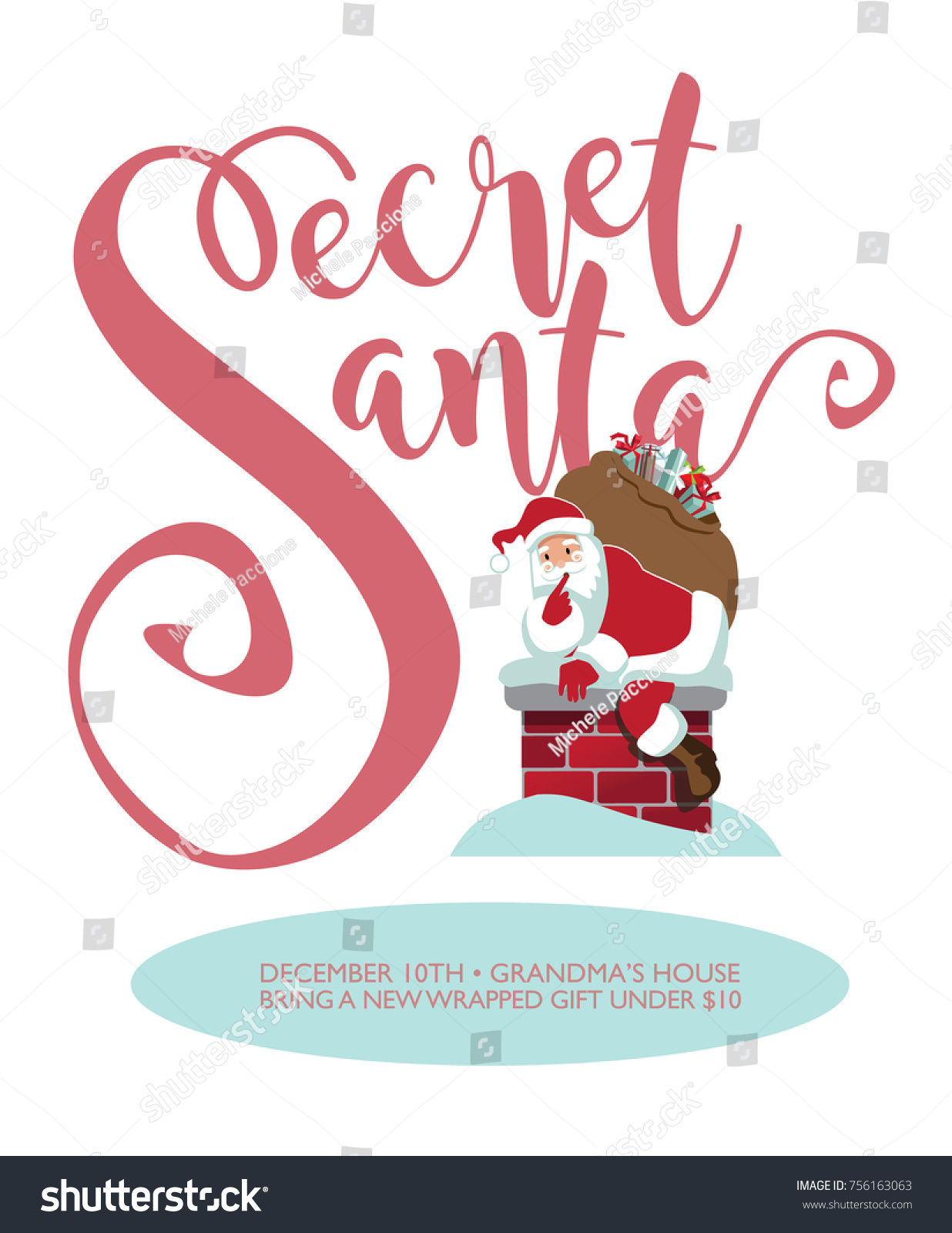 secret santa party invitation template cartoon stock vector royalty