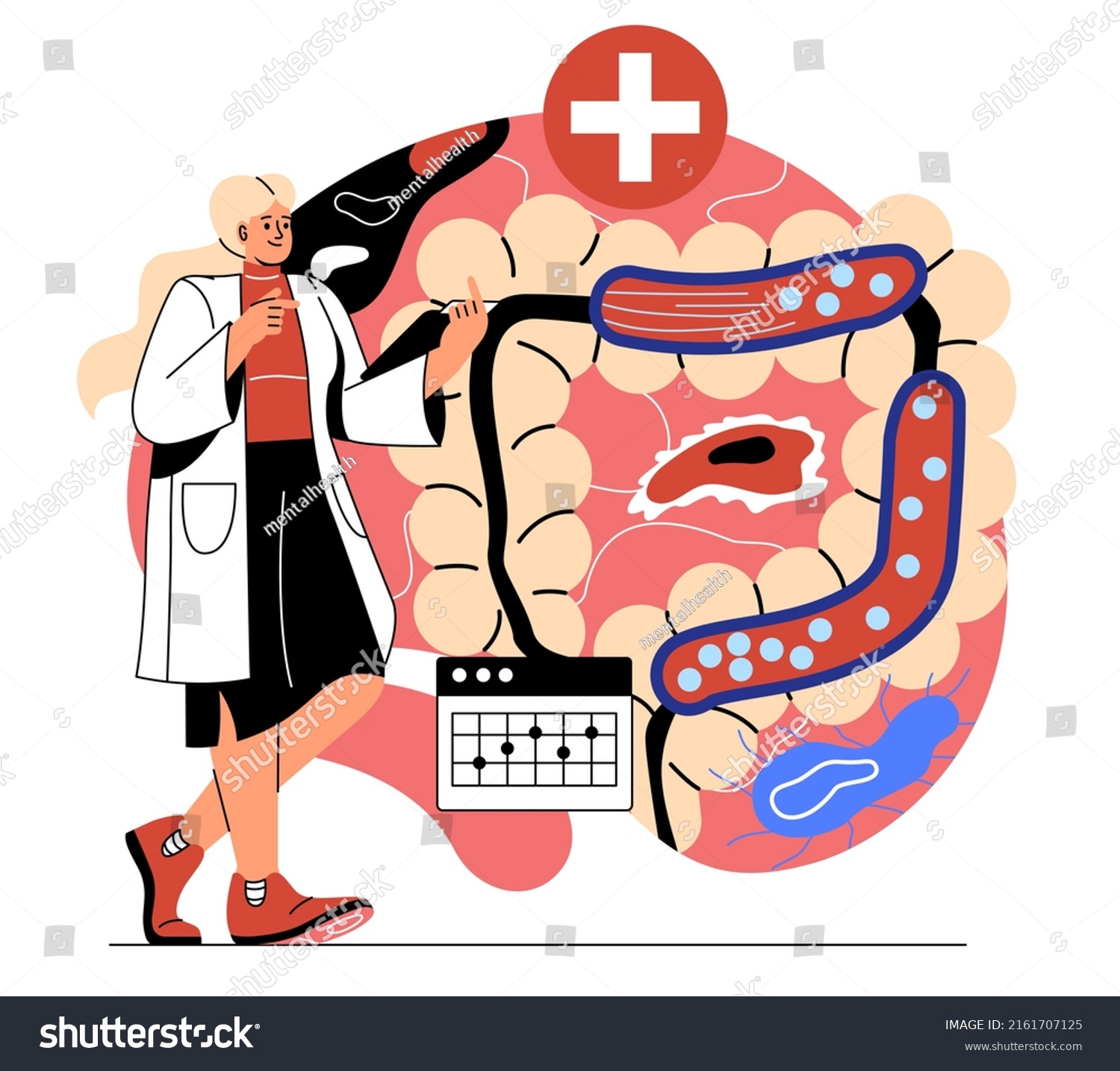 Sections Medicine Girl Evaluates Work Intestines Stock Vector Royalty Free 2161707125 5614