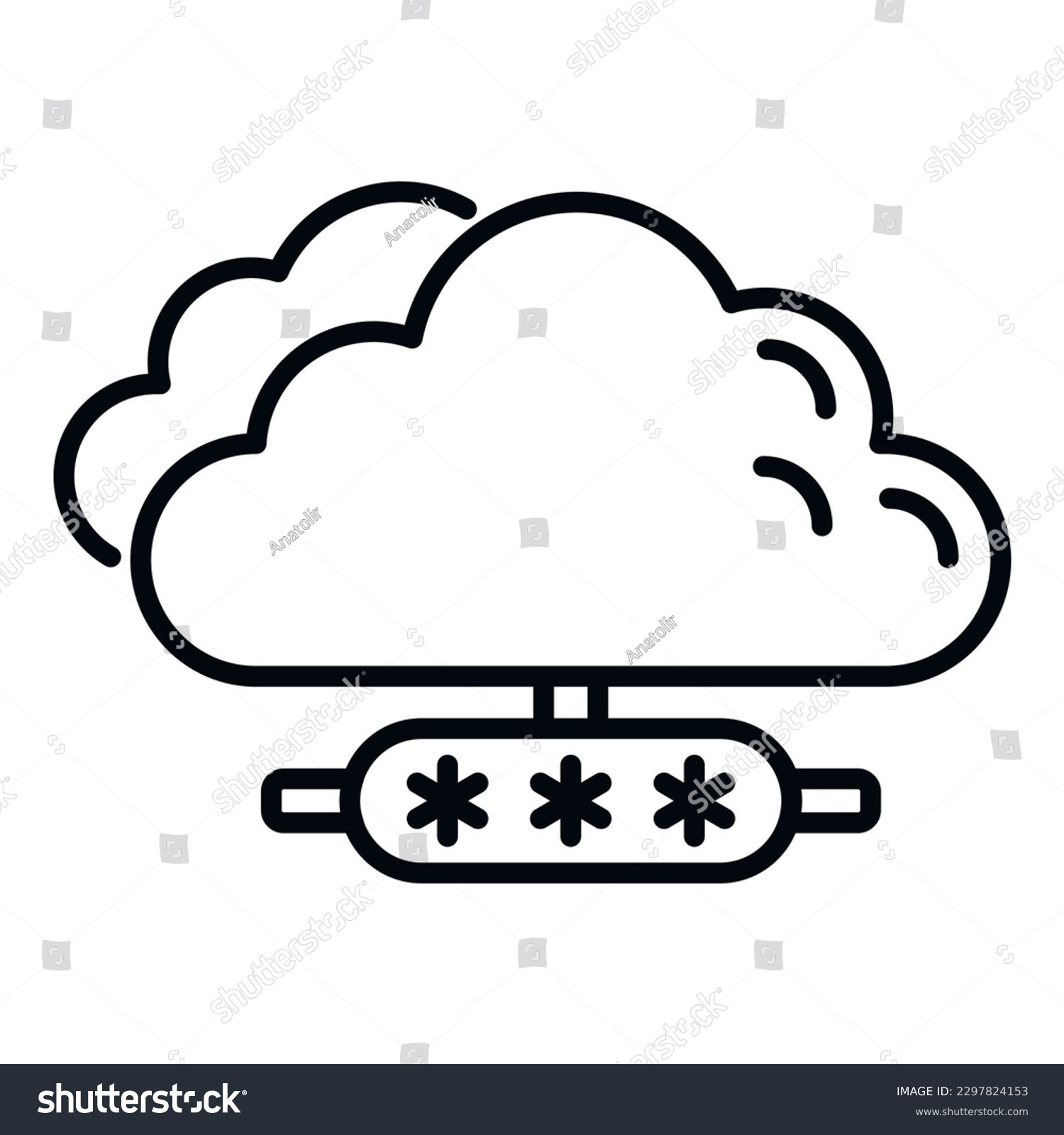black cloud password protection data security clip art preview