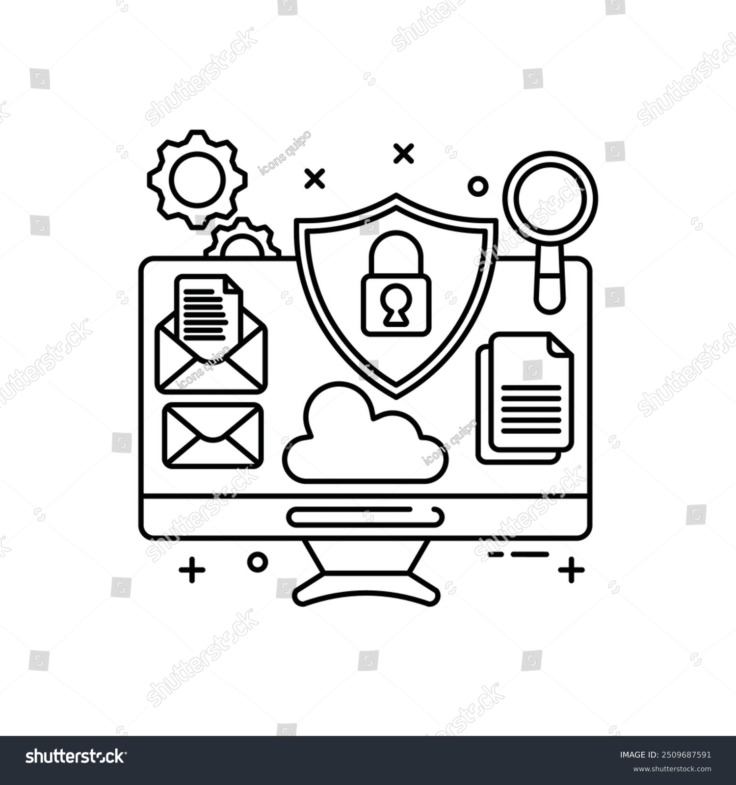 black and white computer security concept clip art preview