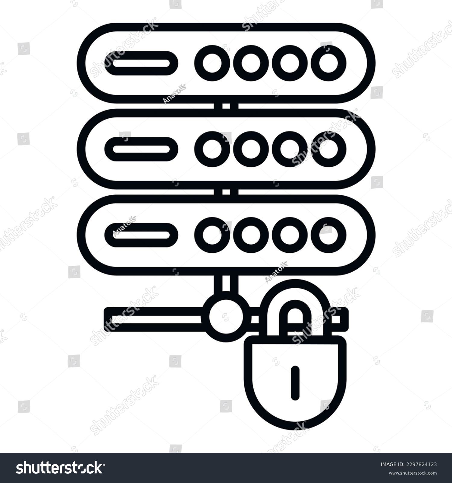 black server rack with padlock security clip art preview