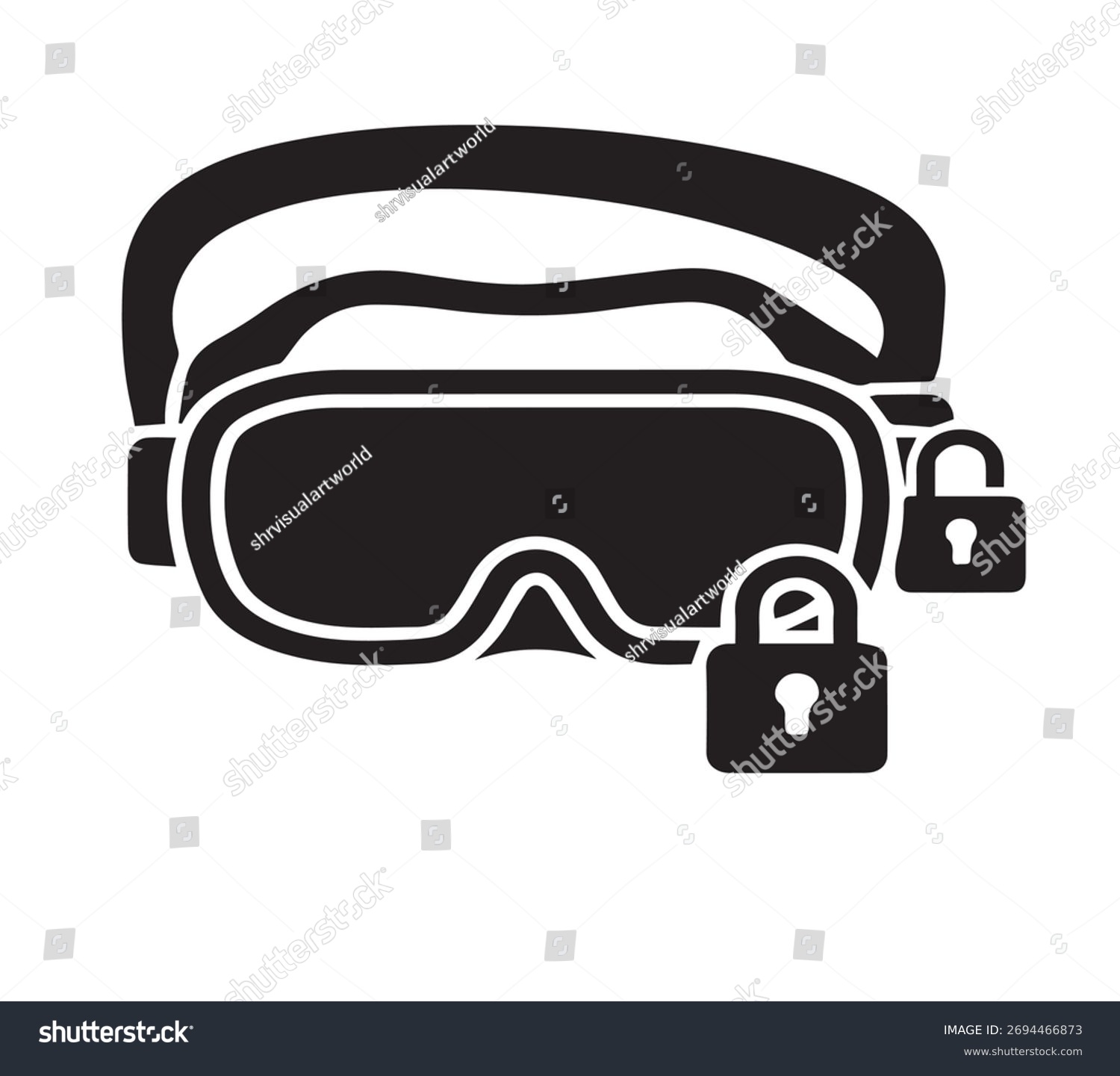 black goggles with locks, security concept clip art preview