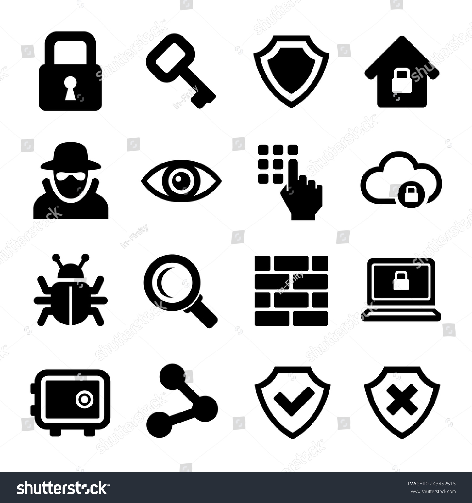 Security Icons On White Background Vector Stock Vector 243452518 ...