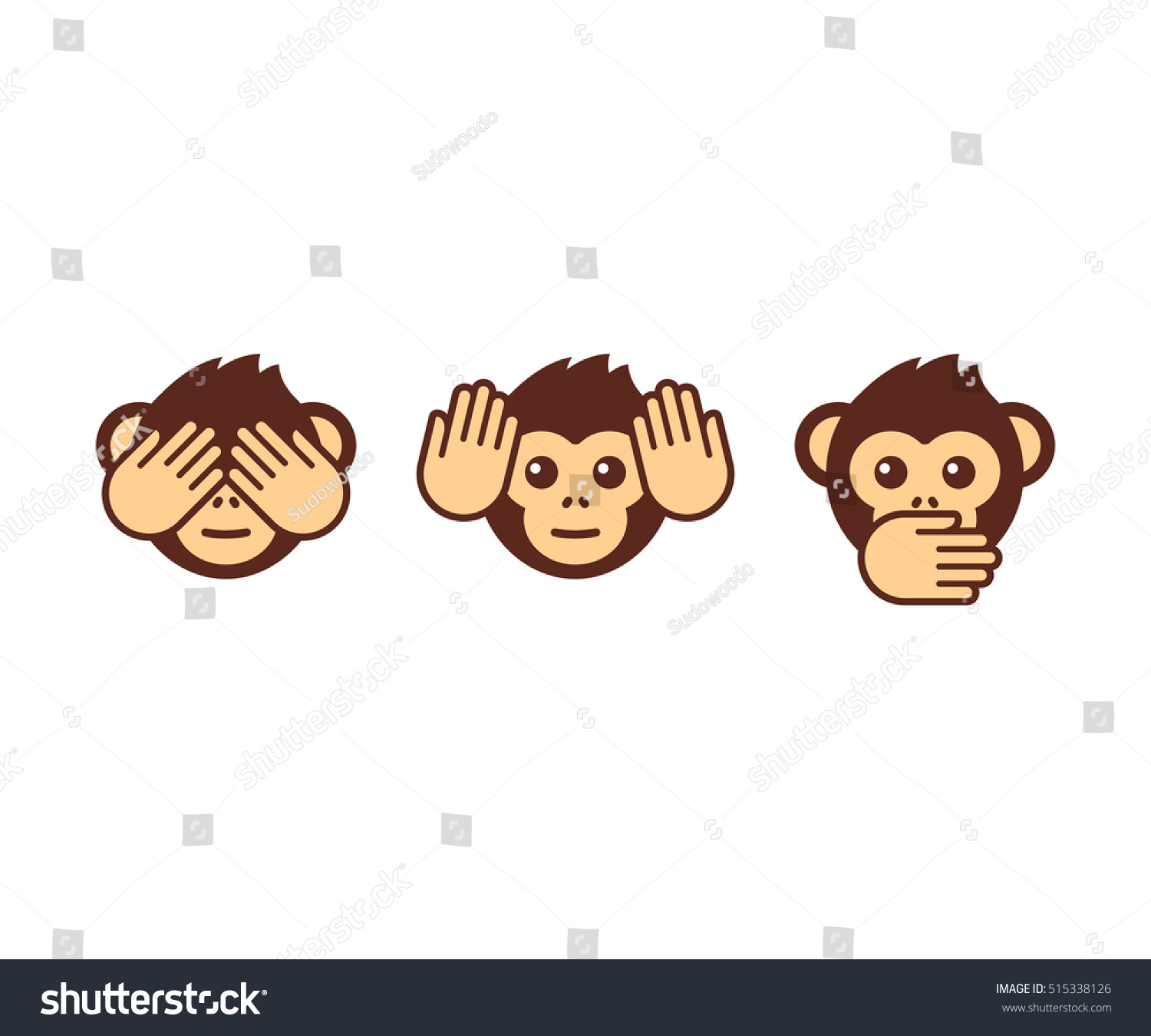 SVG of See no evil, hear no evil, speak no evil. Three wise monkeys vector icons. svg