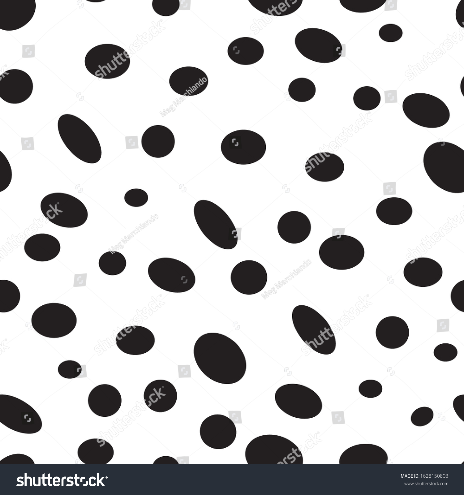 SVG of Seeing spots, Misshappen black spots on white background, seamless vecttor repeat pattern svg