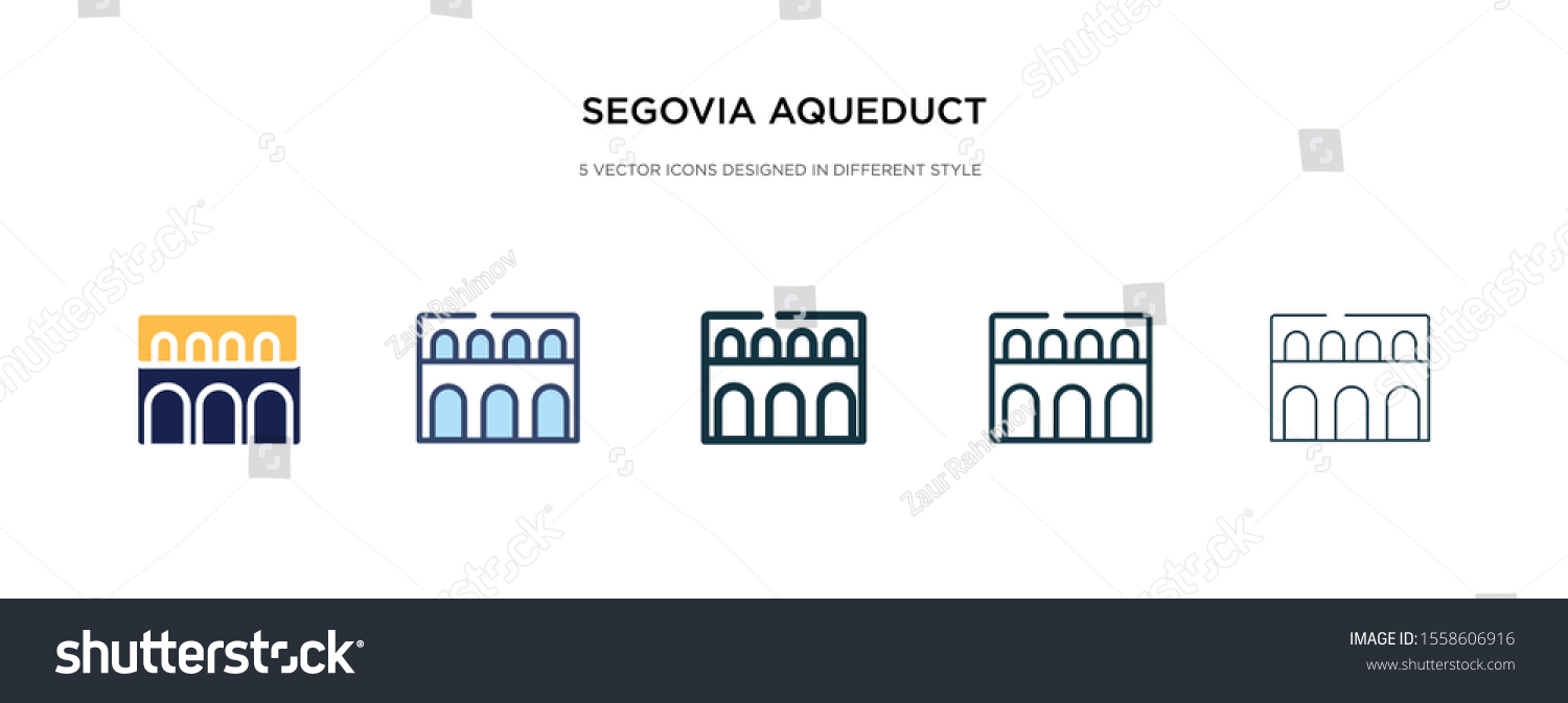 SVG of segovia aqueduct icon in different style vector illustration. two colored and black segovia aqueduct vector icons designed in filled, outline, line and stroke style can be used for web, mobile, ui svg