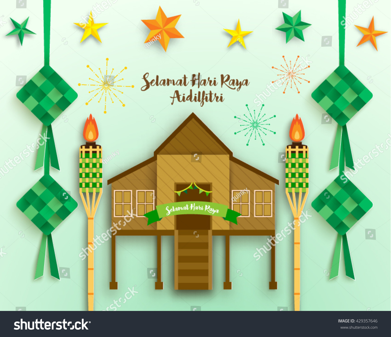 Selamat Hari Raya Aidilfitri Vector Design Stock Vector Royalty Free 429357646