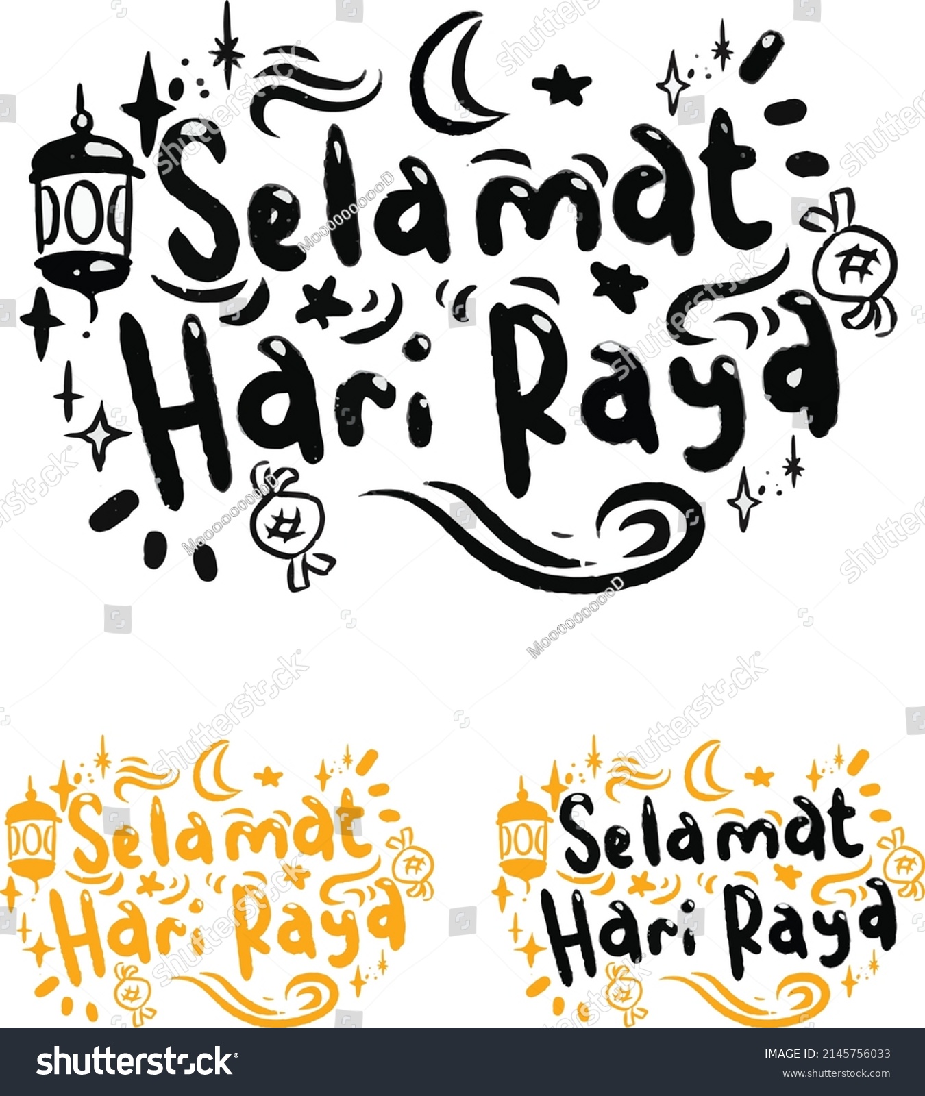 Selamat Hari Raya Handrawn Doodle Eid Stock Vector (Royalty Free ...