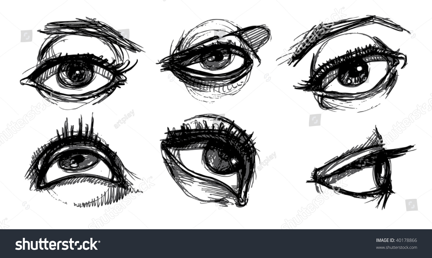 Selection Of Hand Drawn Eyes Stock Vector Illustration 40178866