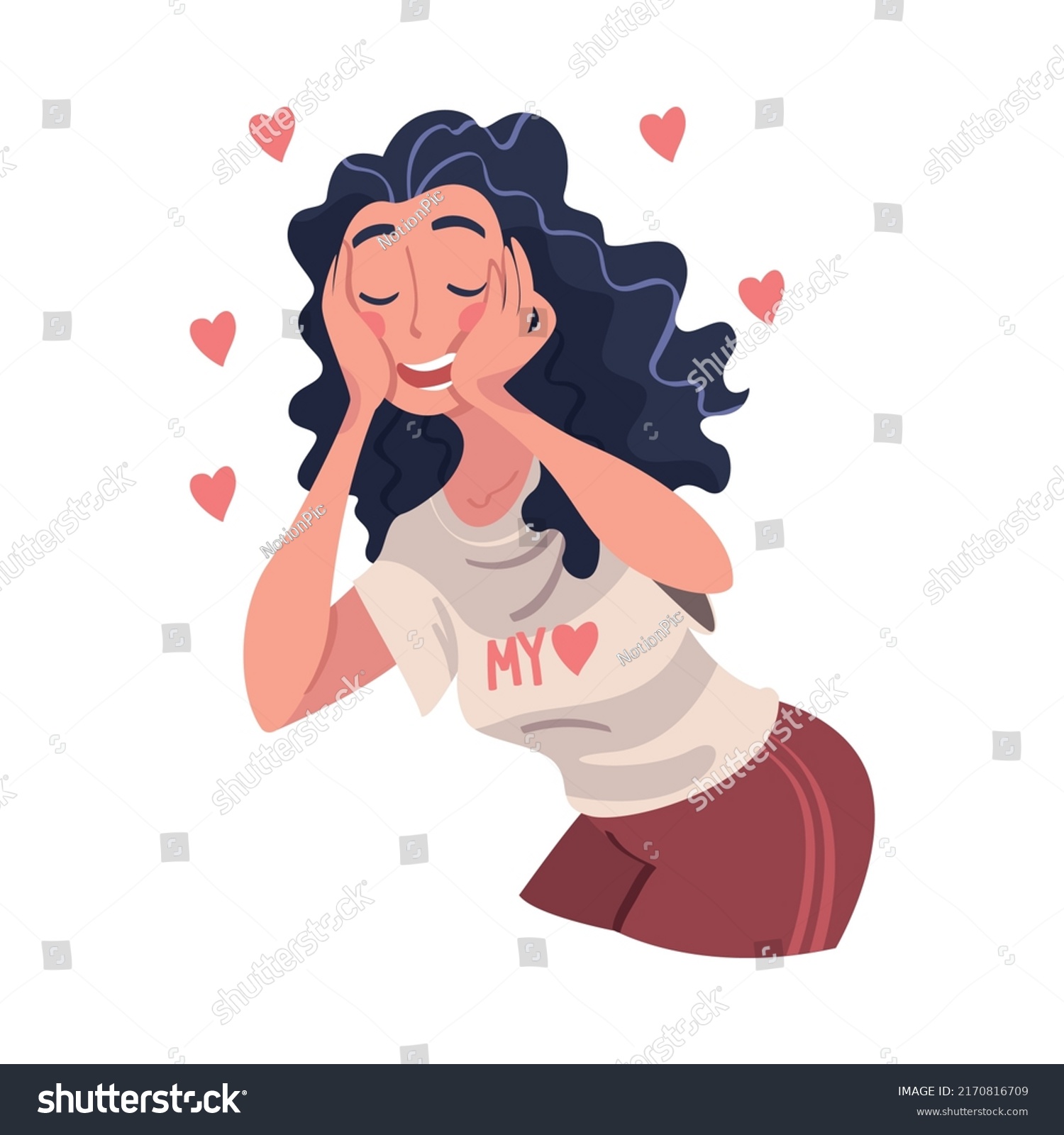 Self Love Woman Character Admiring Herself Stock Vector Royalty Free