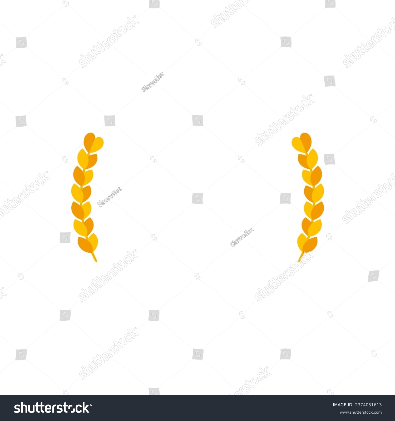 SVG of Semi circular ears of wheat. Two semicircular spikelets. Color vector with empty background.  svg