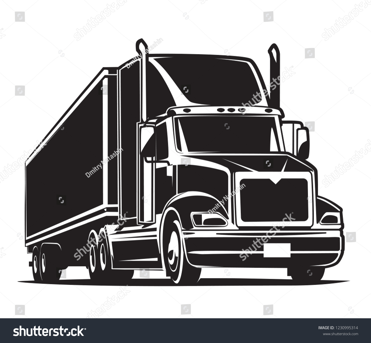 セミトレーラートラックのアイコン 白黒のイラスト のベクター画像素材 ロイヤリティフリー