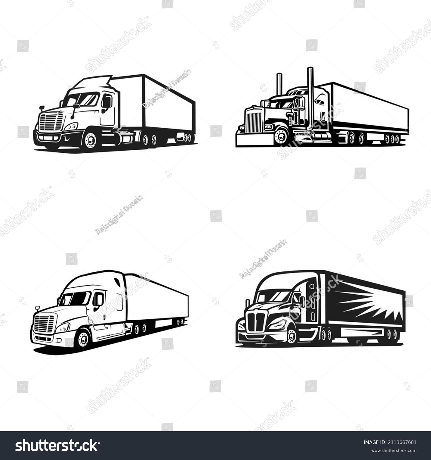 Semi Truck 18 Wheeler Truck Vector Stock Vector (Royalty Free) 2113667681