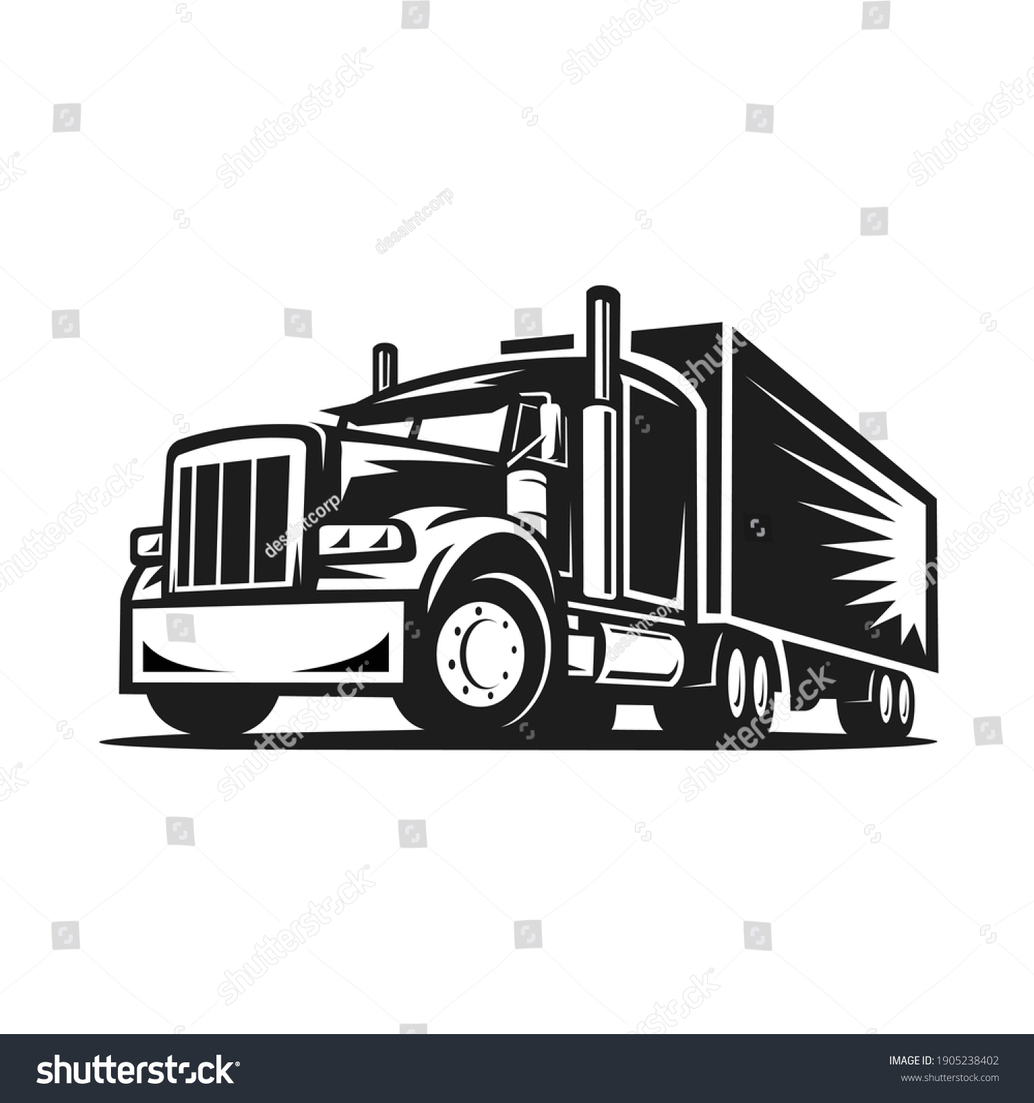 Semi Truck 18 Wheeler Trailer Side Stock Vector (Royalty Free) 1905238402