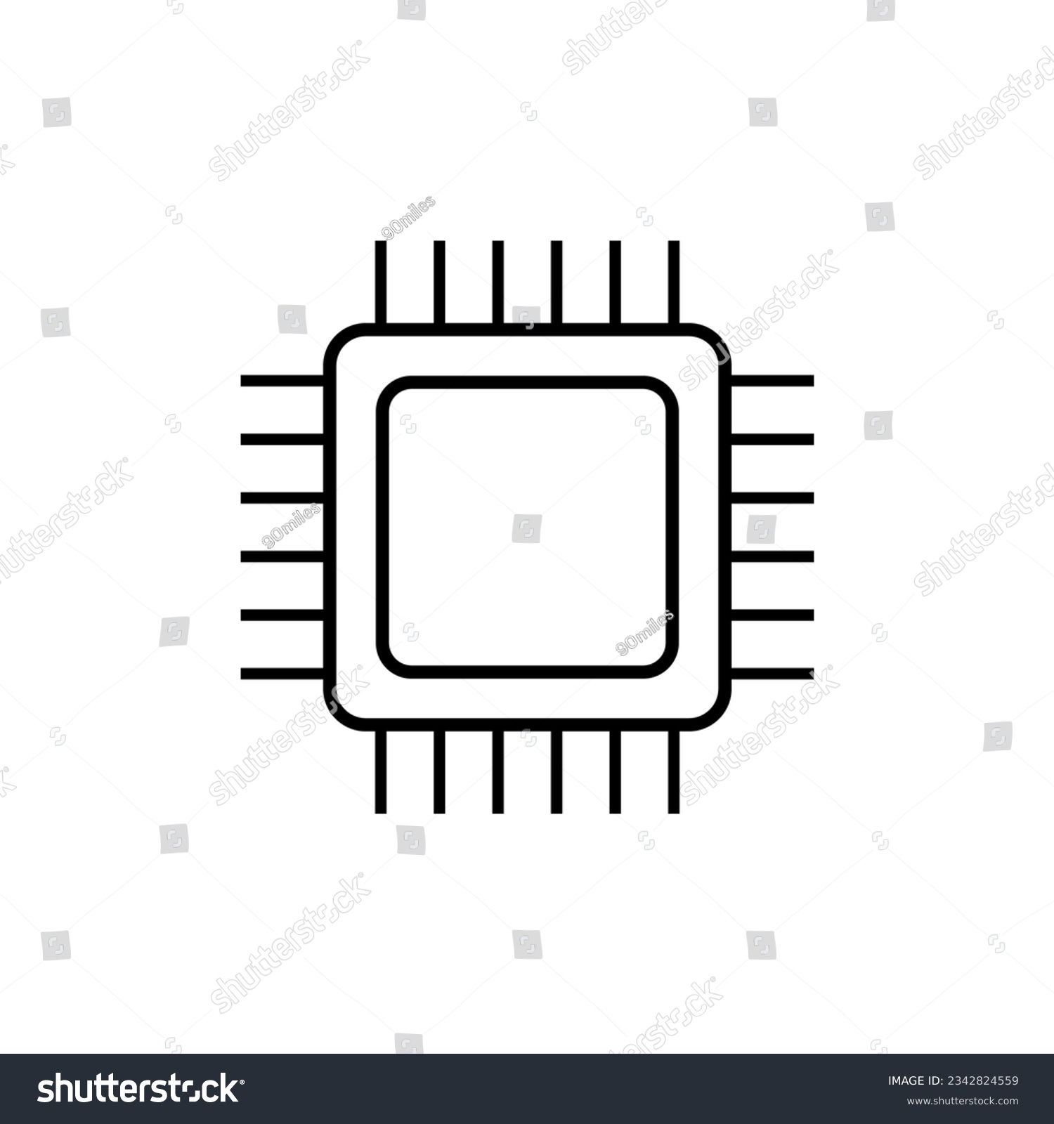 SVG of Semiconductor line icon. Semiconductor device such as integrated circuit, chip or microprocessor. Vector Illustration svg