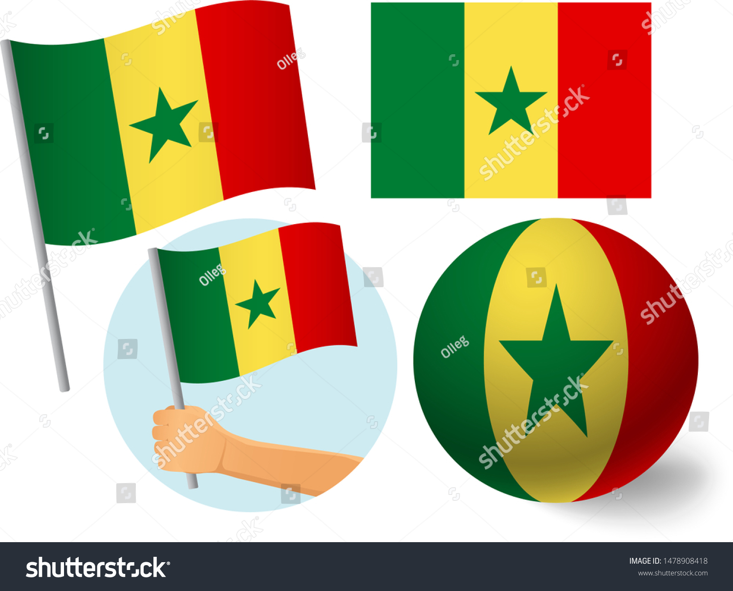 Senegal Flag Icon Set National Flag Stock Vector Royalty Free 1478908418 