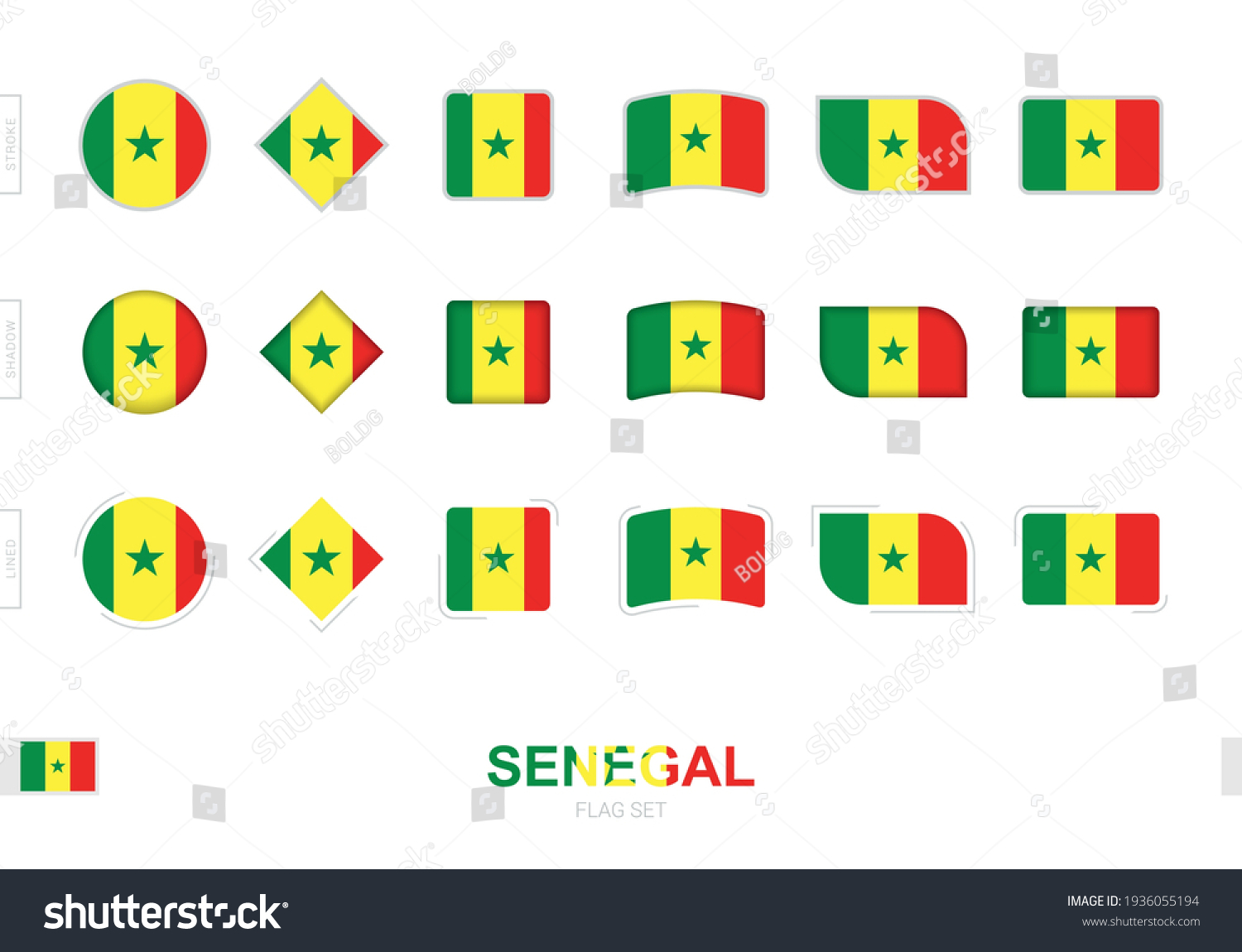 Senegal Flag Set Simple Flags Senegal Stock Vector Royalty Free 1936055194 