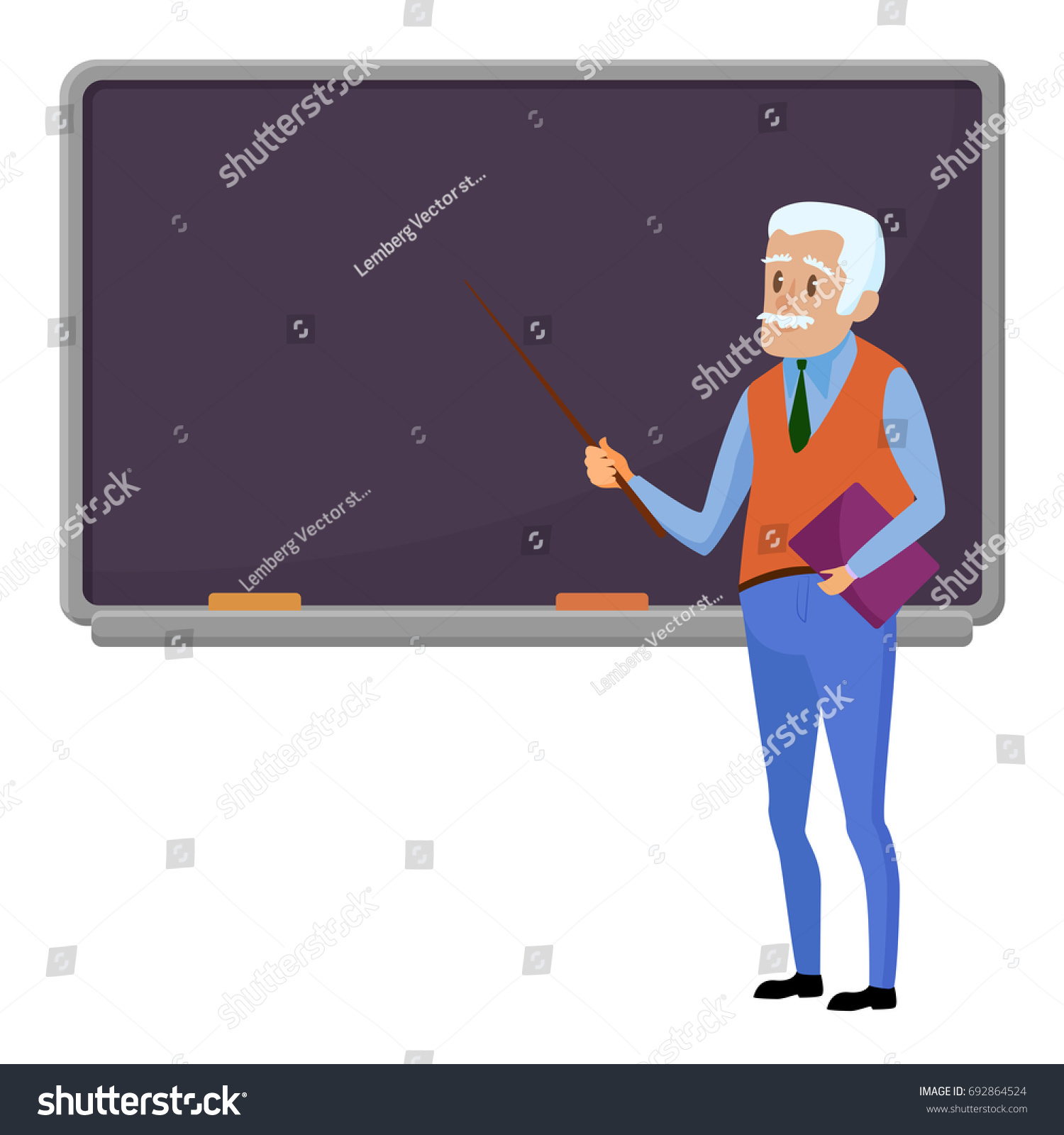 Senior Teacher Professor Standing Near Blackboard Stock Vector ...