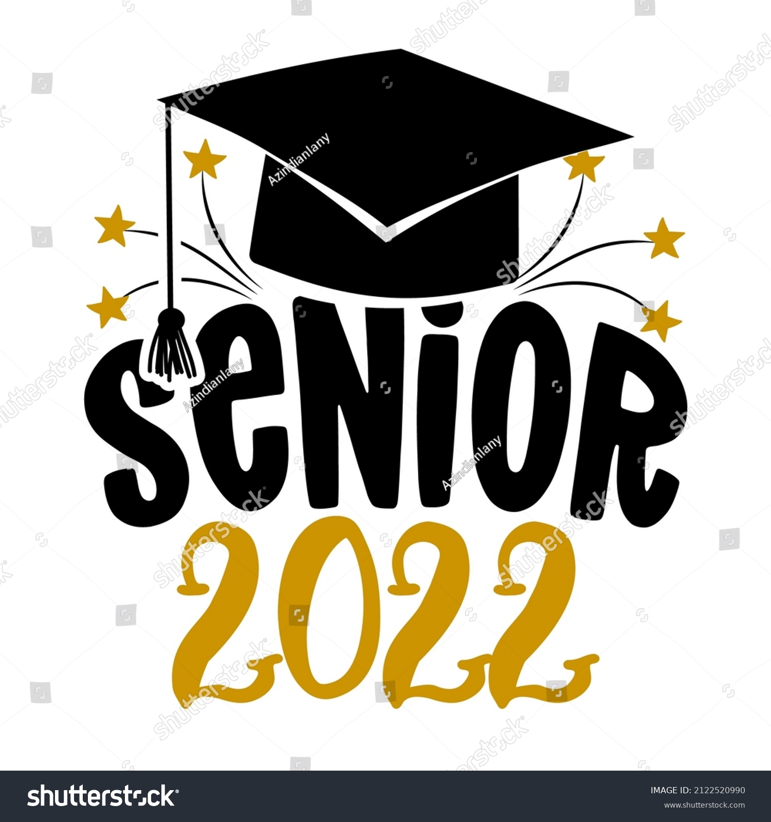 SVG of Senior 2022 - Typography. blck text isolated white background. Vector illustration of a graduating class of 2022. graphics elements for t-shirts, and the idea for the sign svg