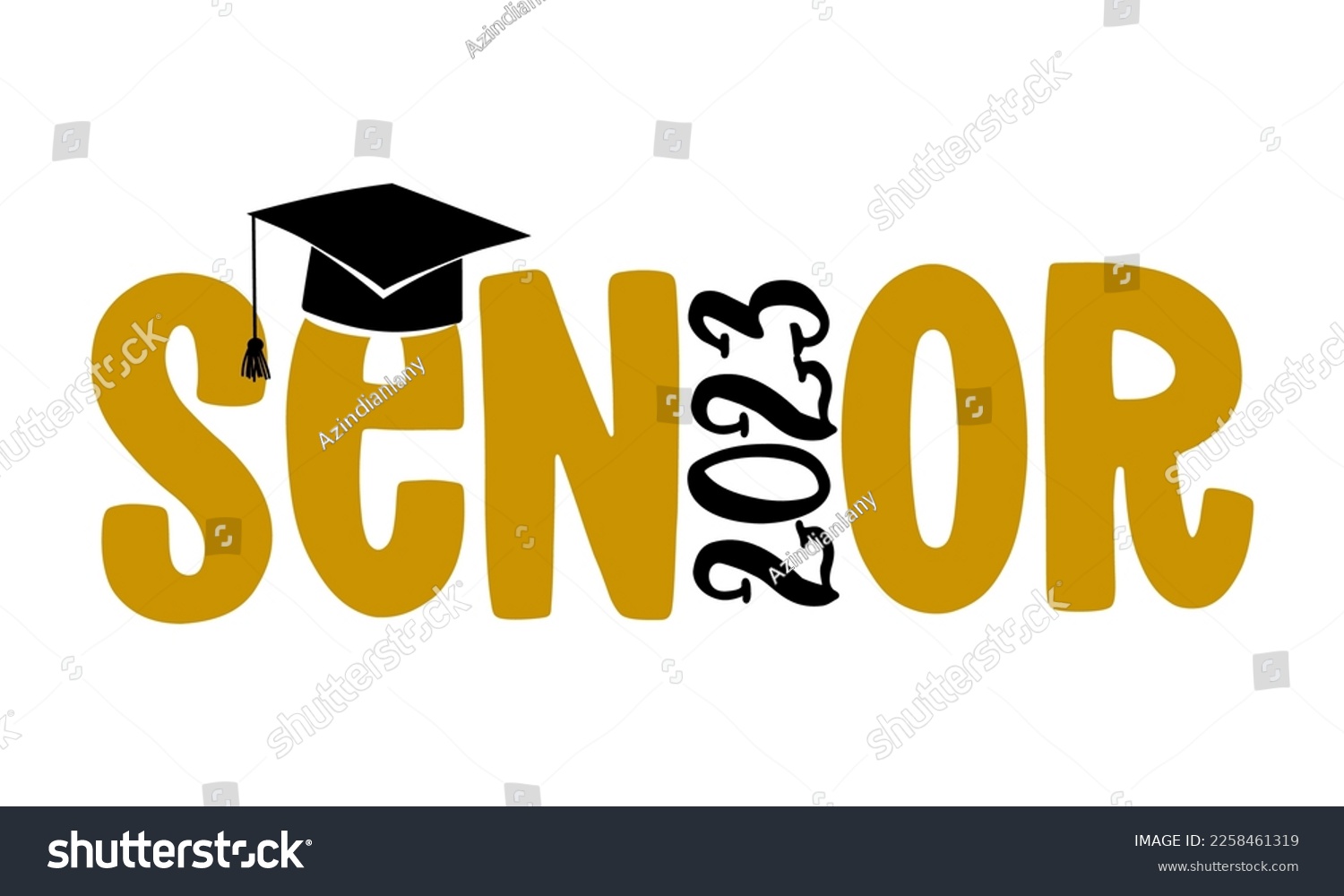 SVG of Senior 2023 - Typography. blck text isolated white background. Vector illustration of a graduating class of 2023. graphics elements for t-shirts, and the idea for the sign svg