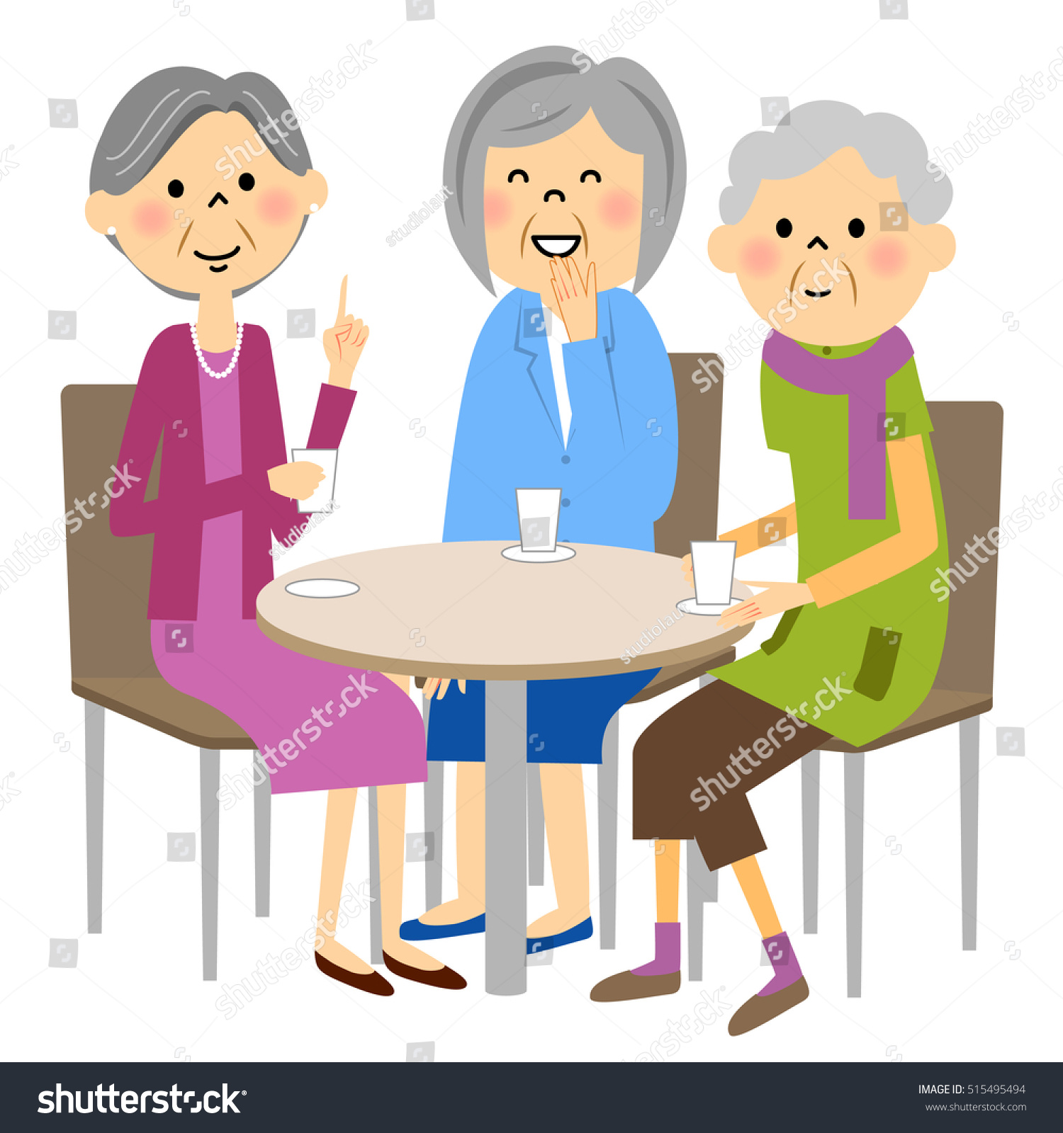 Senior Who Enjoys Tea Time Friends Stock Vector Royalty Free 515495494