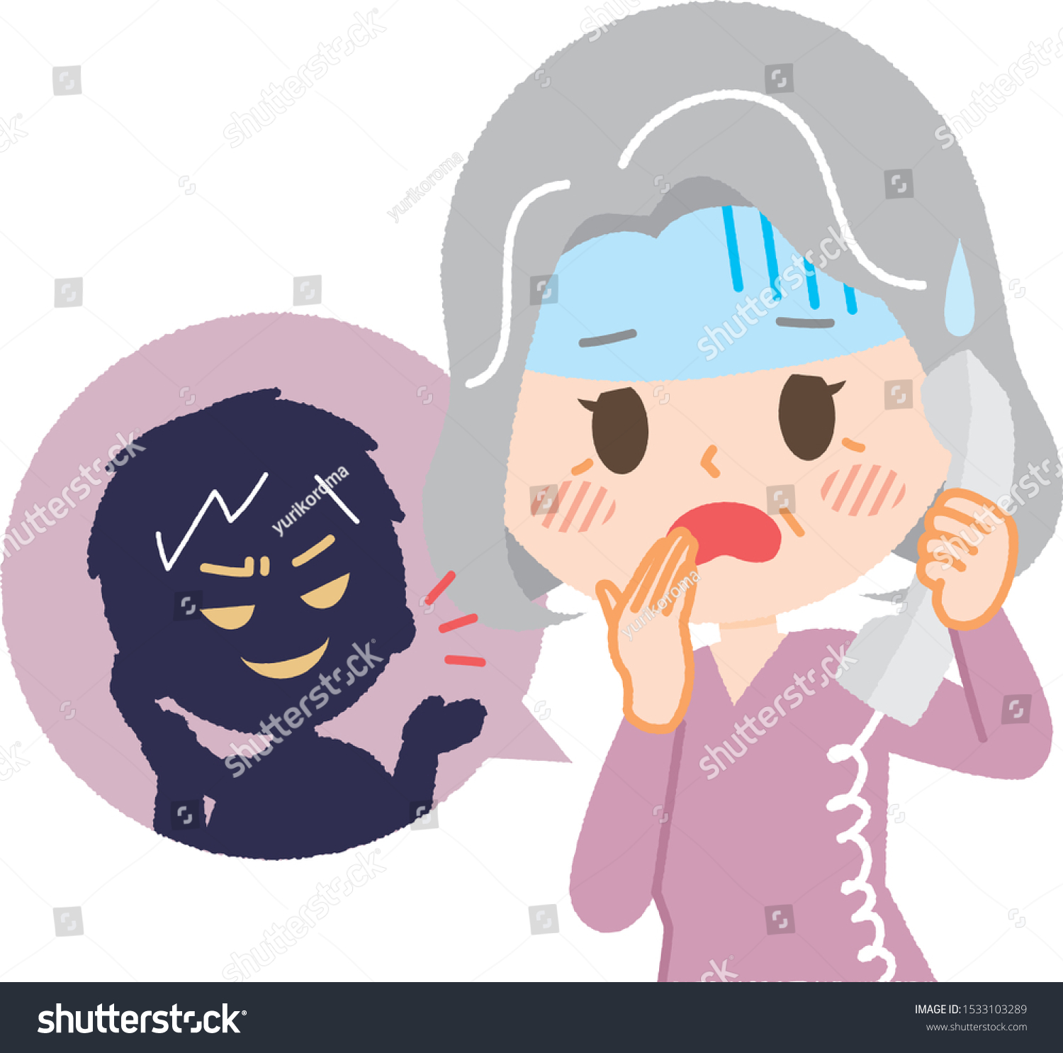 Senior Woman Encountering Wire Fraud Stock Vector (royalty Free) 1533103289