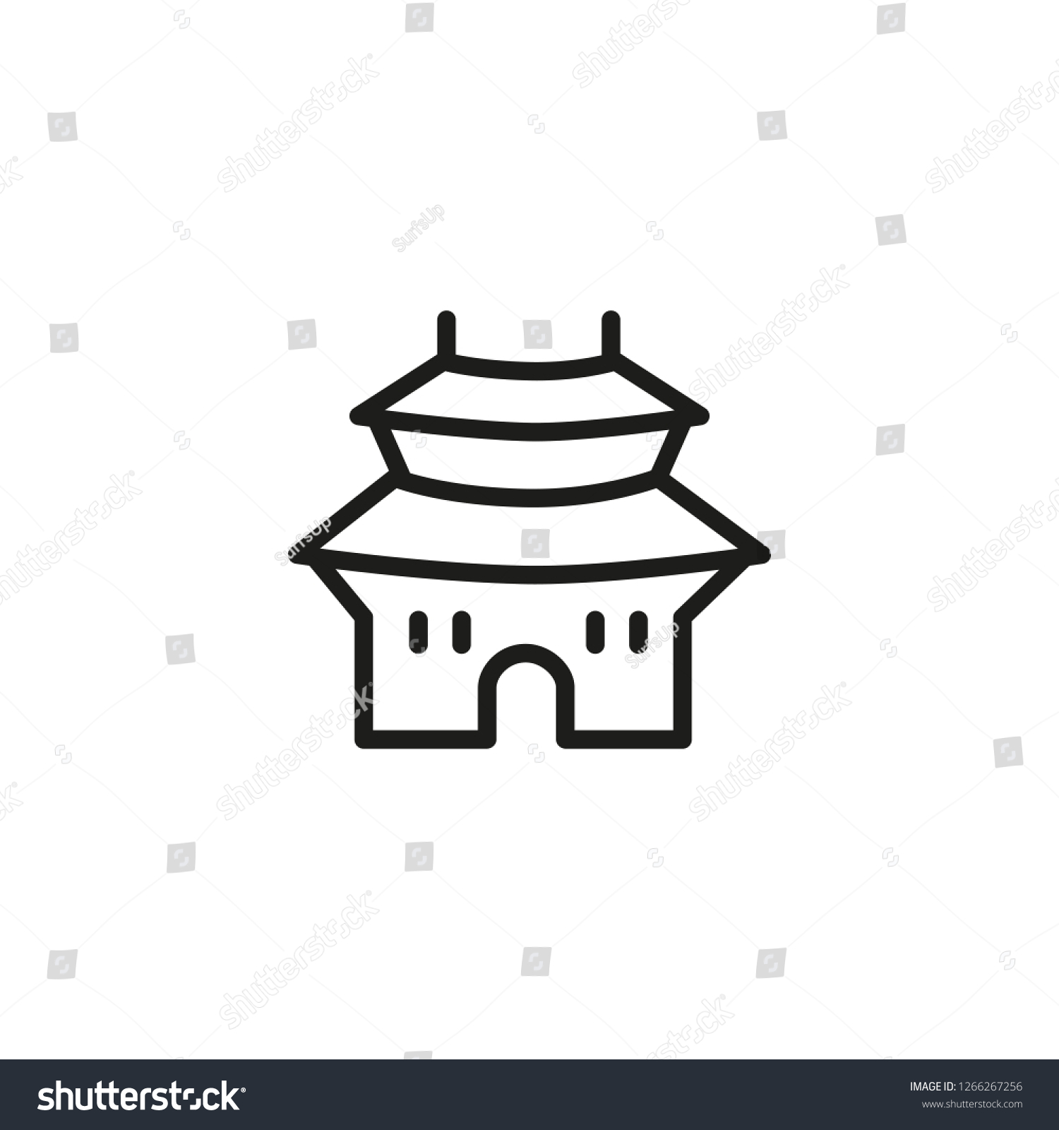 Seoul Line Icon Traditional Korean Building Stock Vector (Royalty Free ...