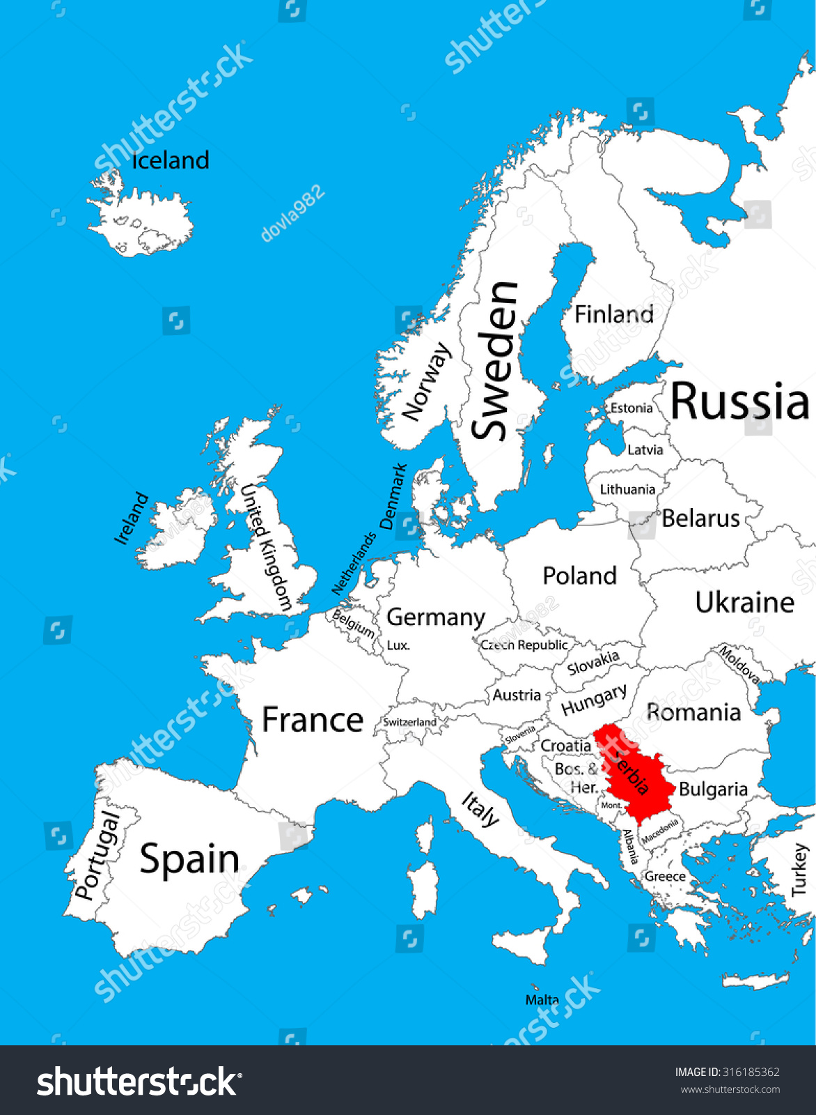 Serbia Vector Map Europe Vector Map Stock Vector Royalty Free