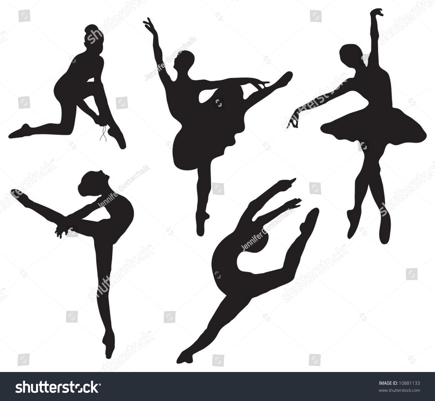 Series Ballet Dancer Silhouettes Various Poses Stock Vector 10881133 ...