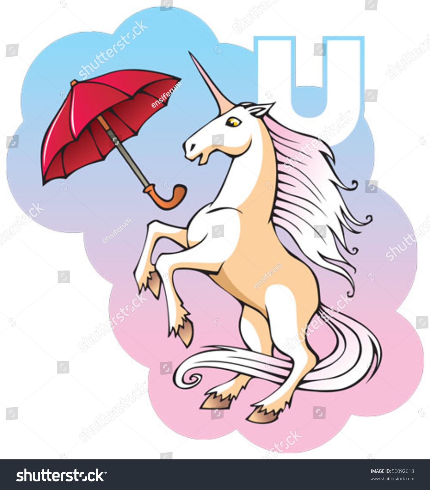 Series Children Alphabet Letter U Unicorn Stock Vector 56092618 ...