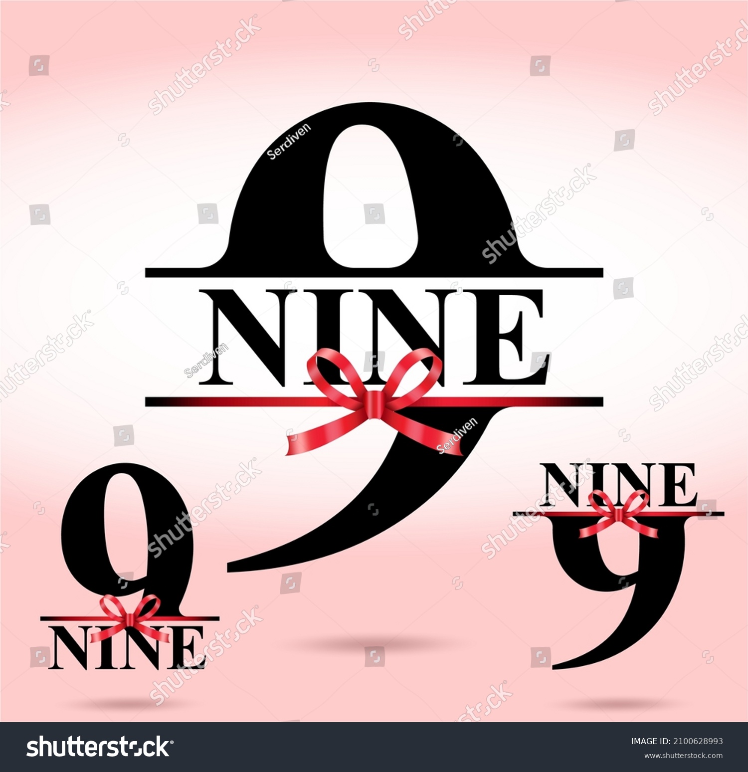 series-figures-ribbons-nine-numeral-word-stock-vector-royalty-free-2100628993-shutterstock