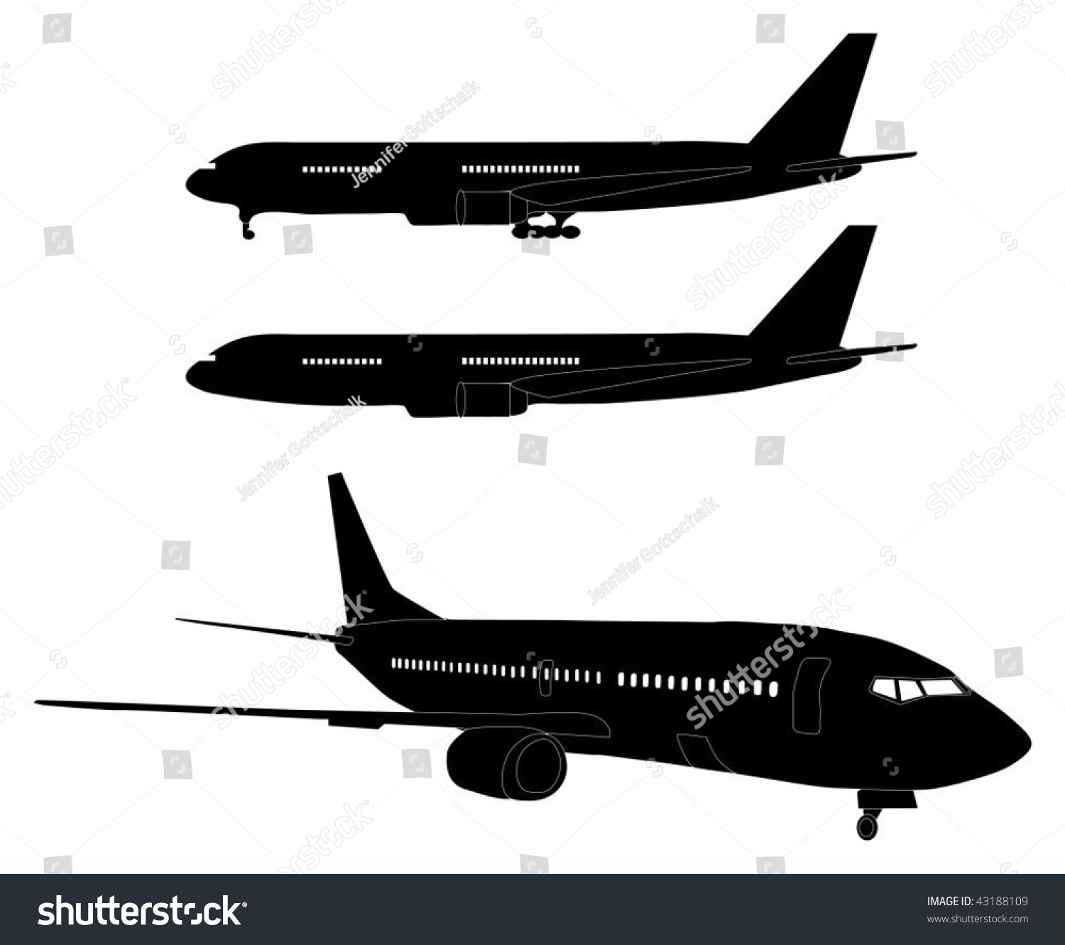 SVG of Series of three airplanes (Silhouettes) svg