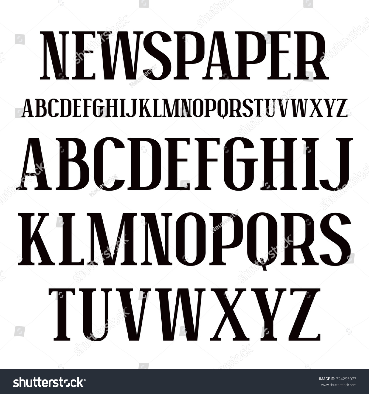 Serif Font Newspaper Style Bold Face Stock Vector 324295073 - Shutterstock