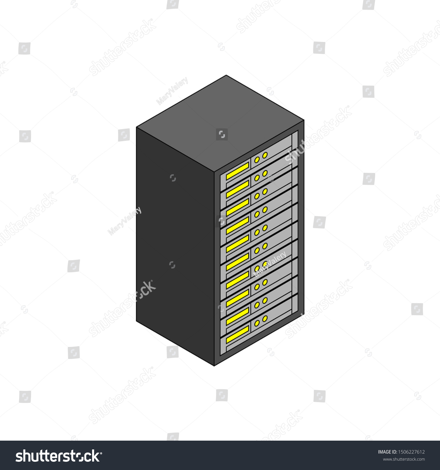 Server Cartoon Isolated Network Data Center: vector de stock (libre de ...