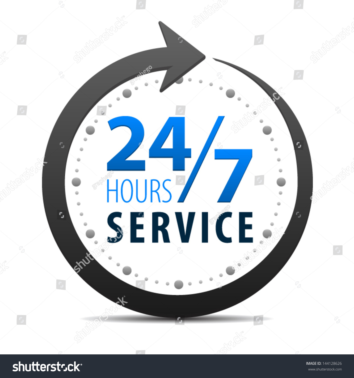 SVG of Service and support for customers around the clock and 24 hours a day and 7 days a week icon or symbol isolated on white background. Vector svg
