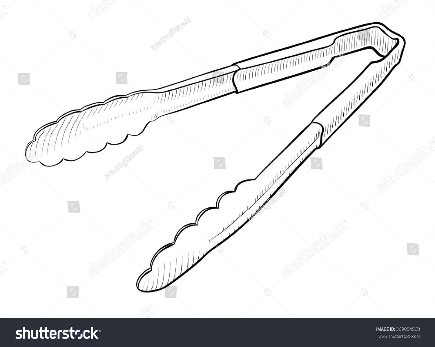 Serving Tongs, Kitchen Tool, Isolated On White Background Stock Vector ...