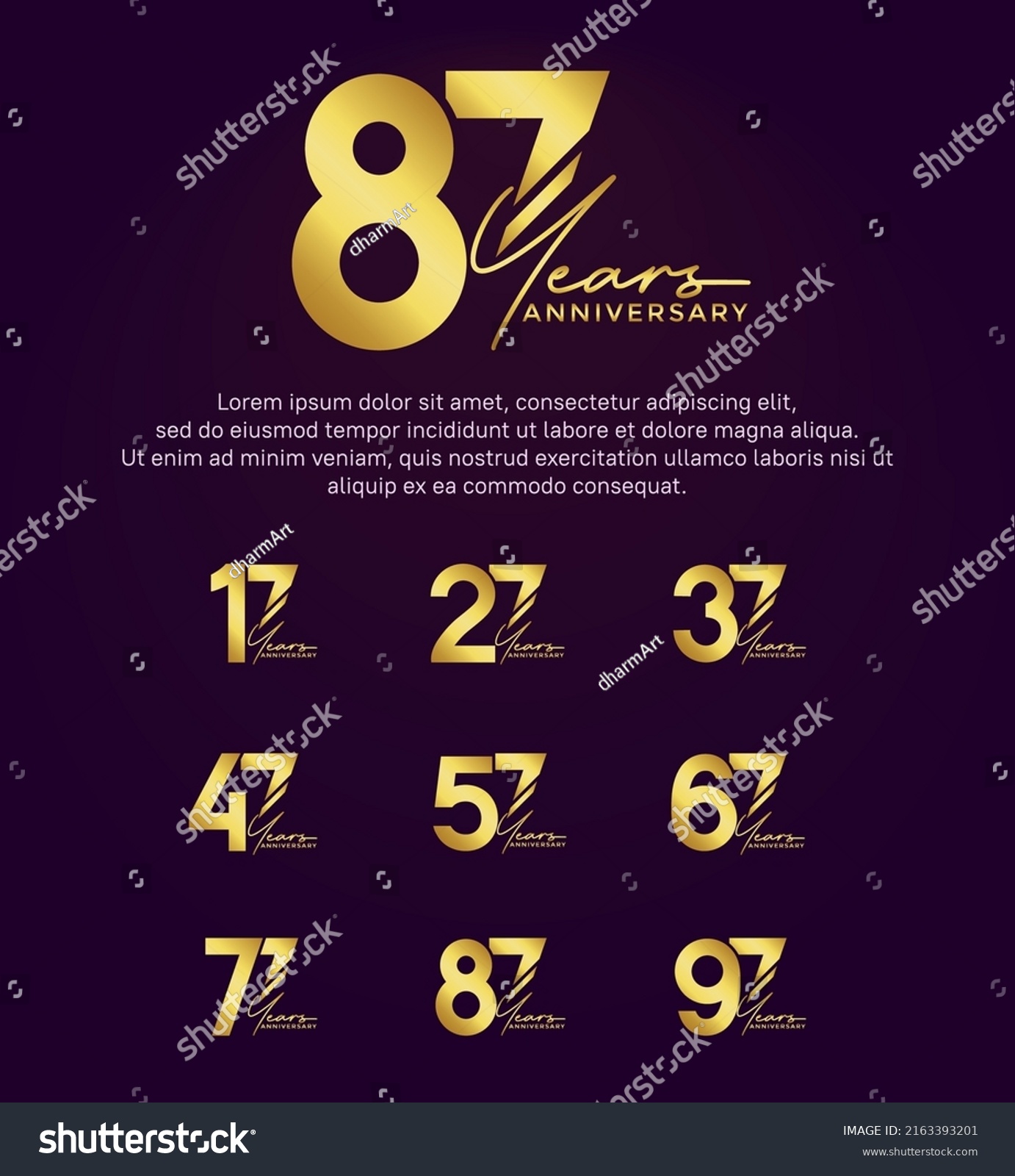 Set Anniversary Golden Color Logotype Style Stock Vector Royalty Free 2163393201 Shutterstock 3926
