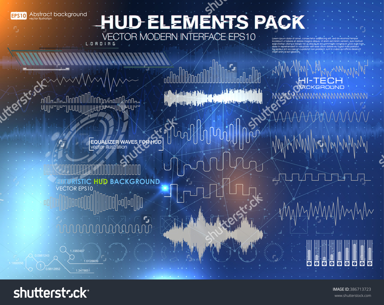 Set Audio Equalizer Technology Pulse Musical Stock Vector (Royalty Free