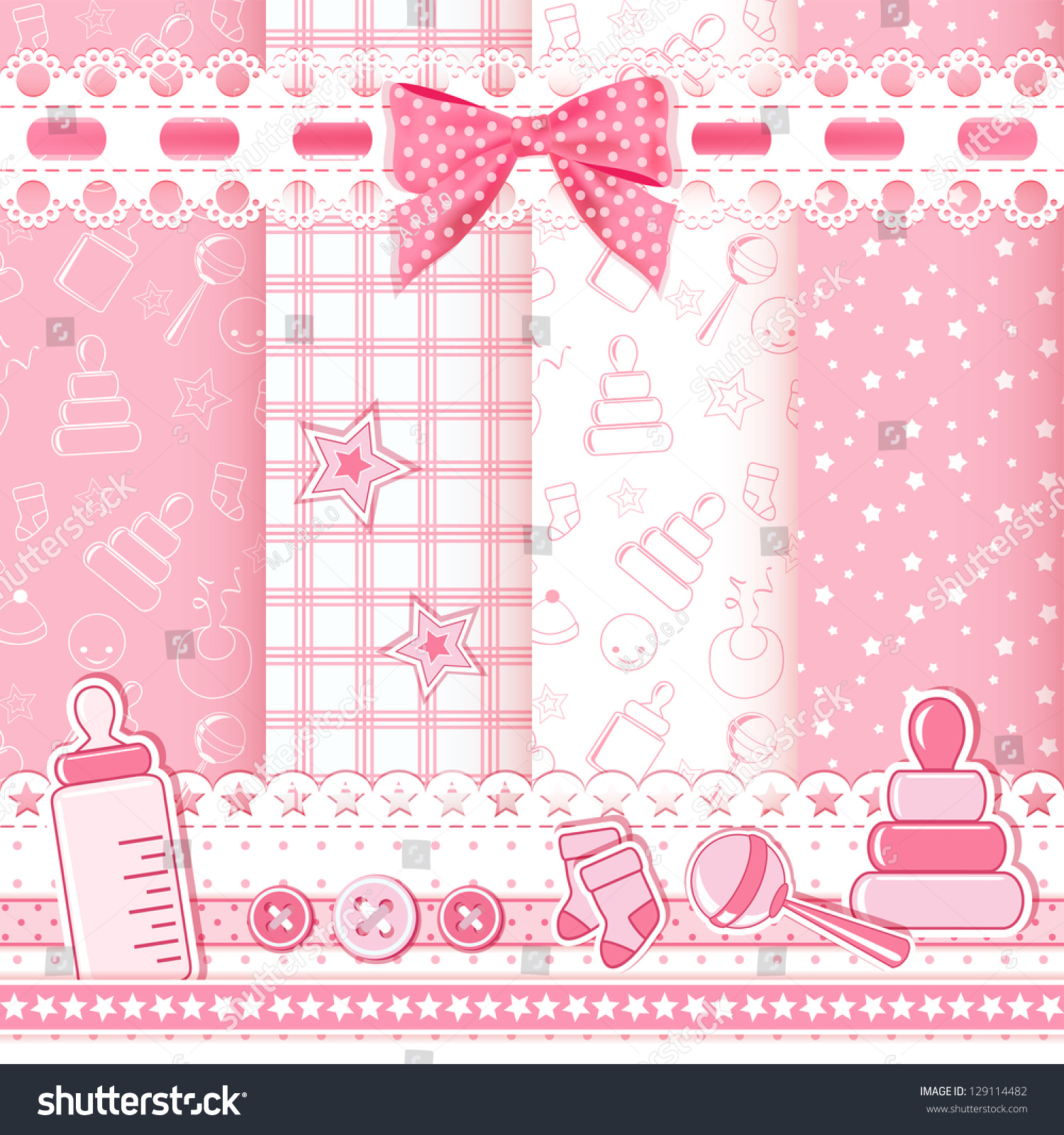 Set Baby Patterns Vector Illustration Stock Vector (Royalty Free) 129114482