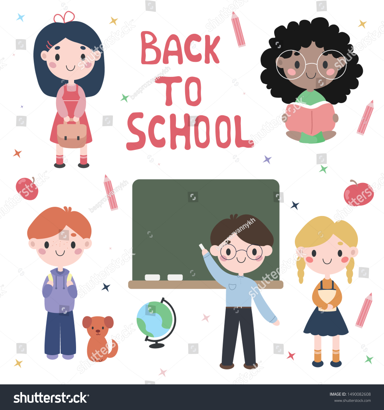 Set Back School School Clipart Schoolchildren Stock Vector Royalty Free