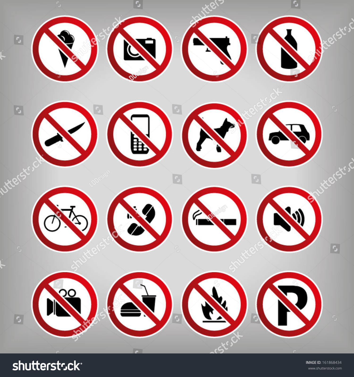 Set Ban Icons Prohibited Symbols Stock Vector (Royalty Free) 161868434