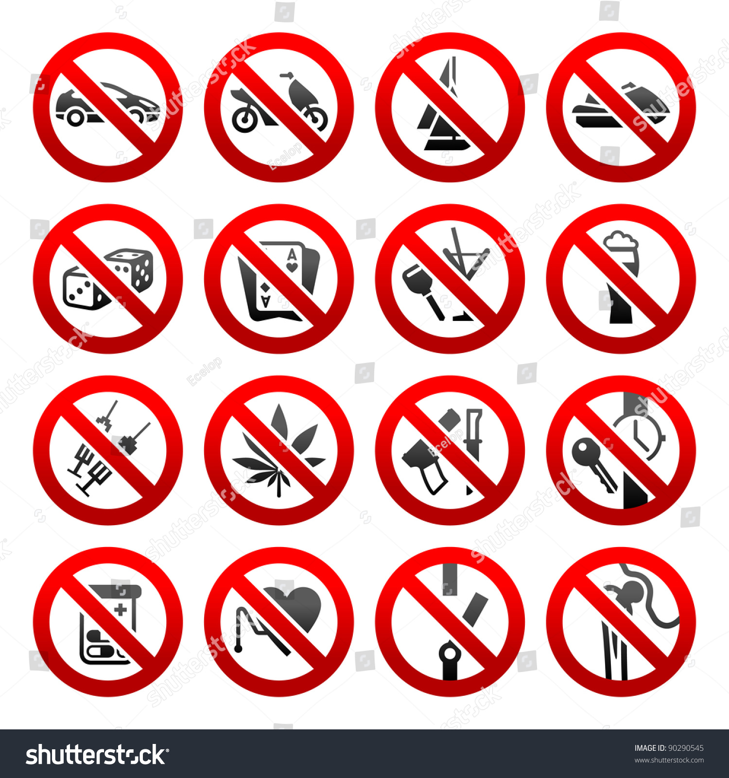 Set Ban Icons Prohibited Symbols Vector Design Element - 90290545 ...