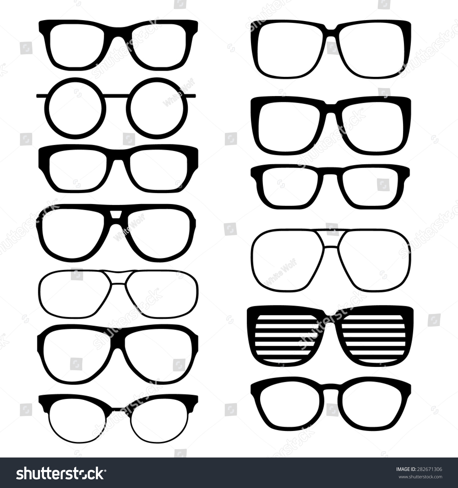 Set Black Men Glasses Stock Vector 282671306 - Shutterstock