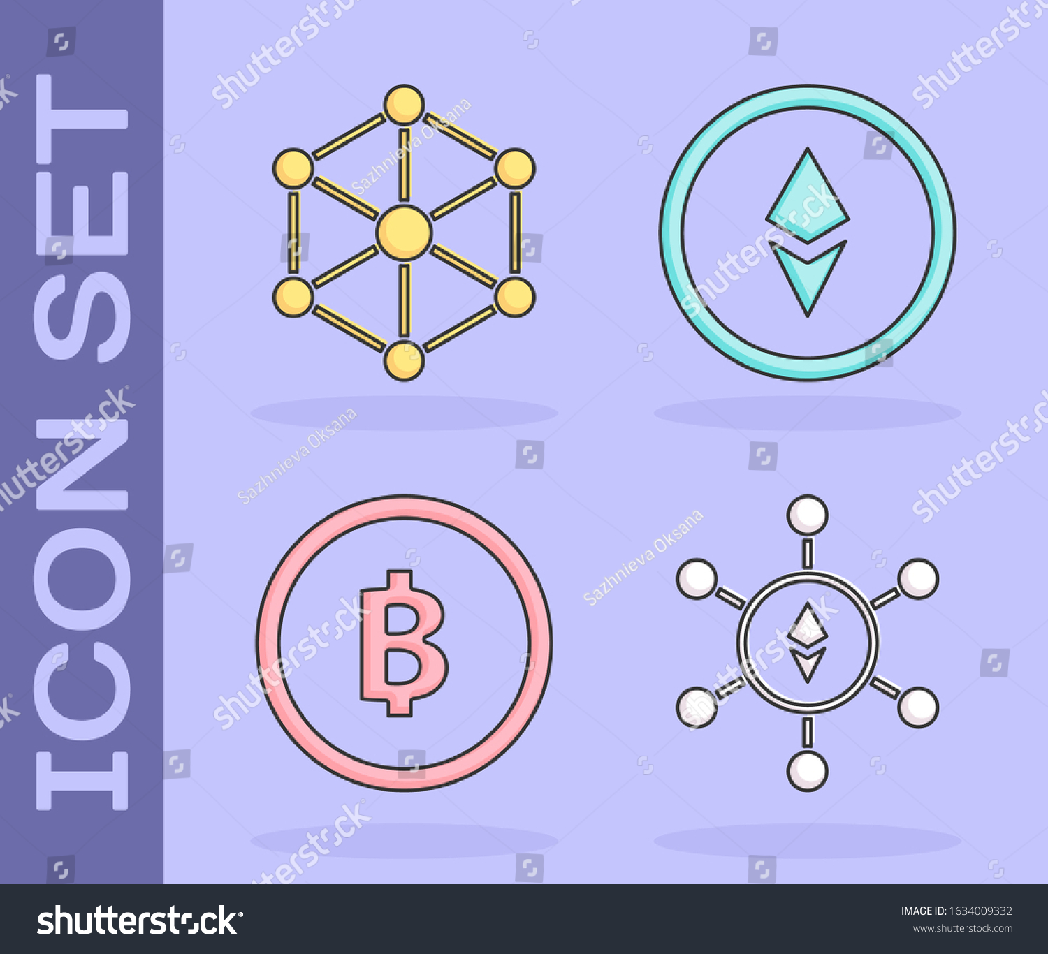 Set Blockchain Technology Ethereum Eth Blockchain Stock Vector Royalty Free 1634009332