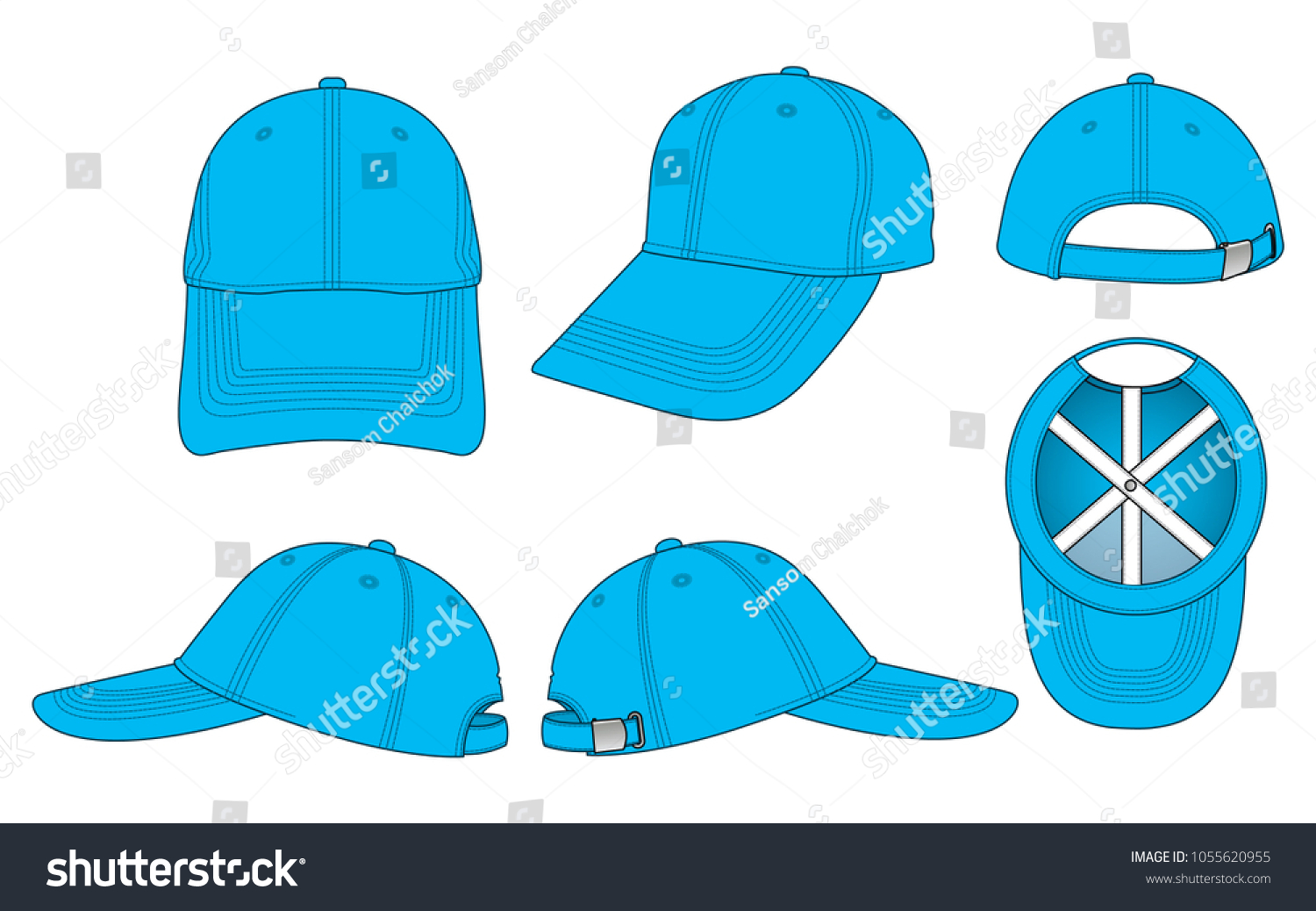 Vektor Stok Set Light Blue Baseball Cap 